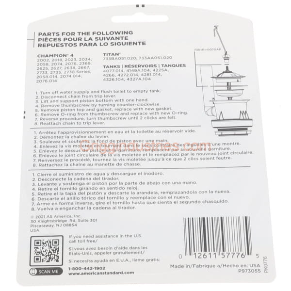American Standard Flush Valve Seal 7301111-0070A - Image 2