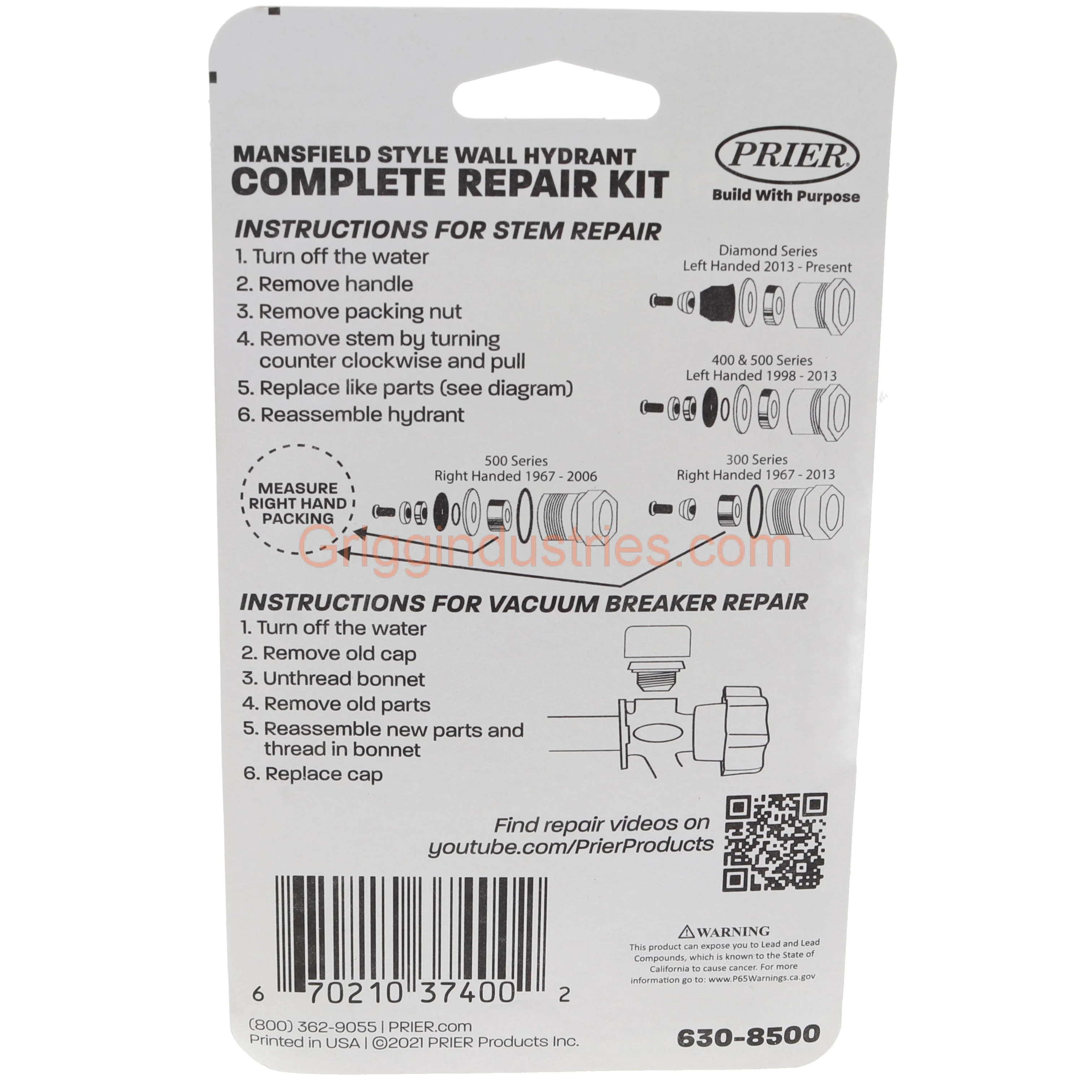 Mansfield 630-8500 Complete Repair Kit - Image 7