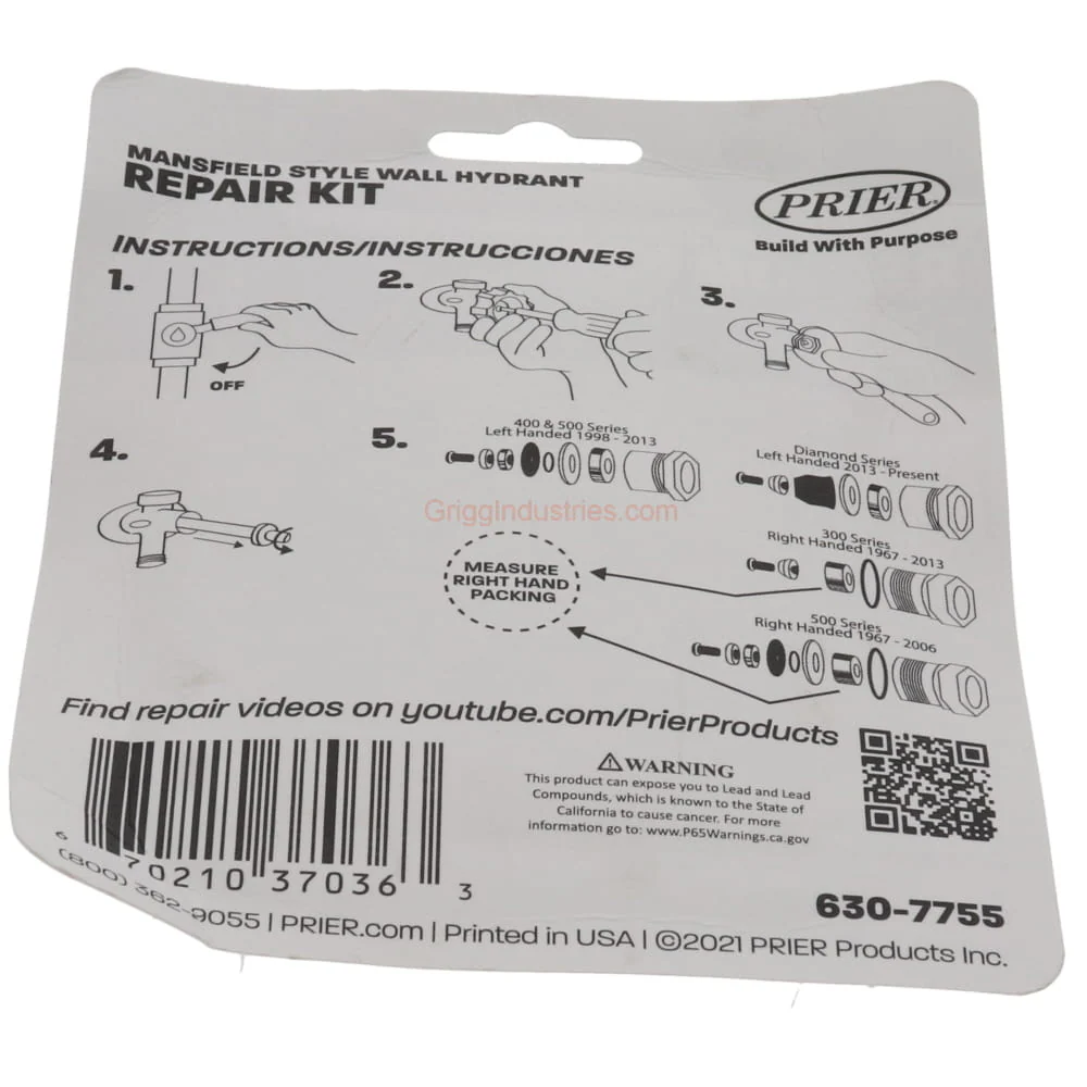 Mansfield Wall Hydrant Repair Kit 630-7755 - Image 4